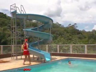 Lifeguards pounding kinky stranger